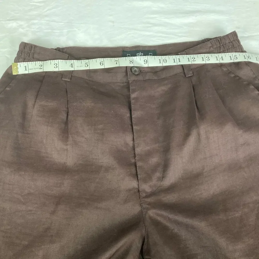 God Body Collection 100% Linen Trousers Pants Mens 34/33 Chocolate Brown Preppy